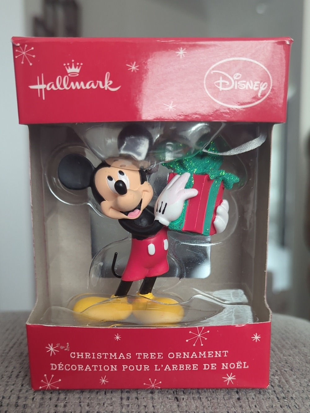Hallmark Mickey Mouse With Sparkly Present Gift Christmas Tree Ornament